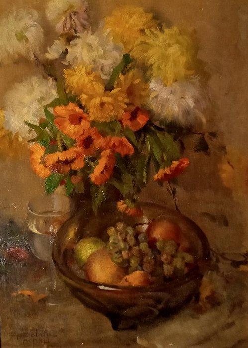 Giuseppe Sobrile (1879-1956) - Fiori, Antiek en Kunst, Kunst | Schilderijen | Klassiek