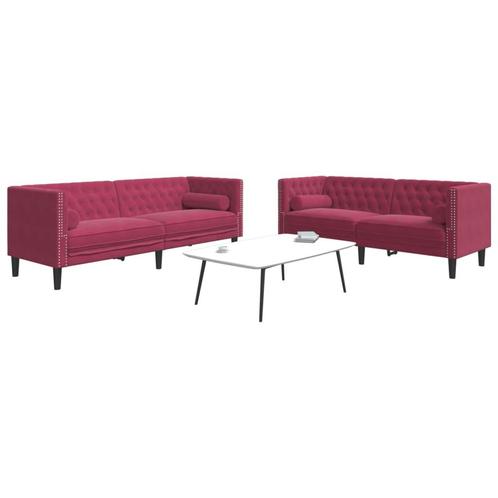 vidaXL 2-delige Loungeset Chesterfield met bolsters fluweel, Huis en Inrichting, Banken | Bankstellen, Nieuw, Stof, Vierpersoons of meer