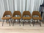 4 Knoll Saarinen Chairs | Okergeel Bouclé | Reupholstered, Huis en Inrichting, Stoelen, Overige kleuren, Design, Ophalen of Verzenden