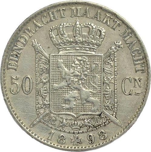 België. Leopold II. 50 Centiemen 1898 VL - double 9 north, Postzegels en Munten, Munten | Nederland