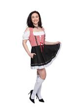 Dirndl rood-wit geruit, zwart rokje Lise, Verzenden, Nieuw