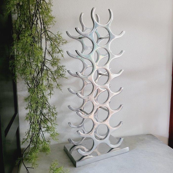 Michael Noll - Wijnrek - 21 flessen - Gepolijst Aluminium, Antiek en Kunst, Antiek | Meubels | Stoelen en Banken