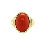 Gouden ring met bloedkoraal 14 krt, Ophalen of Verzenden, Nieuw