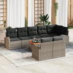 vidaXL 9-delige tuinsofa set met kussens in grijs poly, Verzenden, Nieuw, Rotan