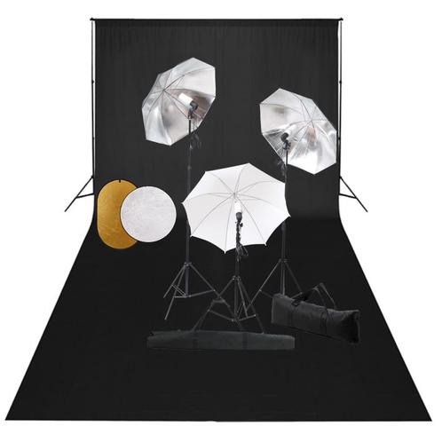 vidaXL Fotostudioset met lampen, paraplus, achtergrond en, Audio, Tv en Foto, Fotografie | Fotostudio en Toebehoren, Nieuw, Verzenden
