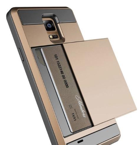 Galaxy Note 4 Slide Armor Hoesje Met Pashouder Goud, Telecommunicatie, Mobiele telefoons | Hoesjes en Frontjes | Samsung, Nieuw