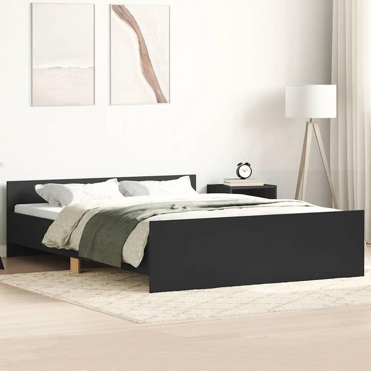 vidaXL Bedframe met hoofd- en voeteneinde zwart 120x190 cm, Huis en Inrichting, Slaapkamer | Bedden, 120 cm, 190 cm of minder