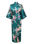 KIMU® lange kimono petrol satijn M-L ochtendjas kamerjas don