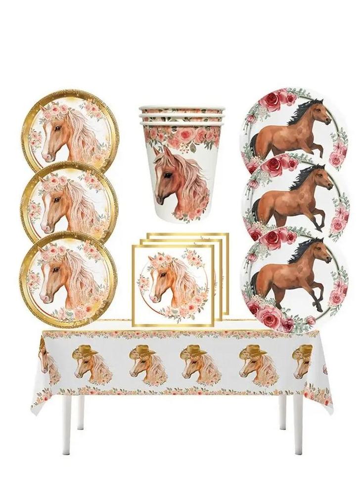 51-delige party en decoratie set Sweet Horse, Dieren en Toebehoren, Paarden en Pony's | Overige Paardenspullen, Overige soorten
