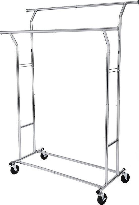 2dekans | ODADDY® Kledingrek - Garderoberek - Dubbele stang, Huis en Inrichting, Woonaccessoires | Kapstokken, Zo goed als nieuw