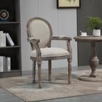 Eetkamerstoel - Retro Chic - Armleuning - Crème wit, Huis en Inrichting, Stoelen, Ophalen of Verzenden, Nieuw, Stof, Modern