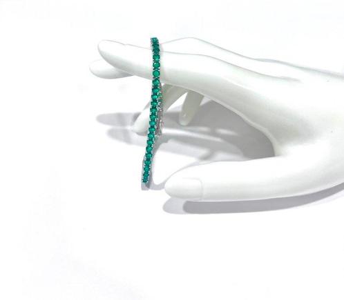 Zonder Minimumprijs - Tennis armband Zilver Smaragd, Sieraden, Tassen en Uiterlijk, Antieke sieraden