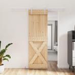 vidaXL Schuifdeur met beslag 70x210 cm massief grenenhout, Verzenden, Nieuw
