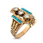 Ring - 14 karaat Exclusieve antieke 14k roségouden ring met, Nieuw