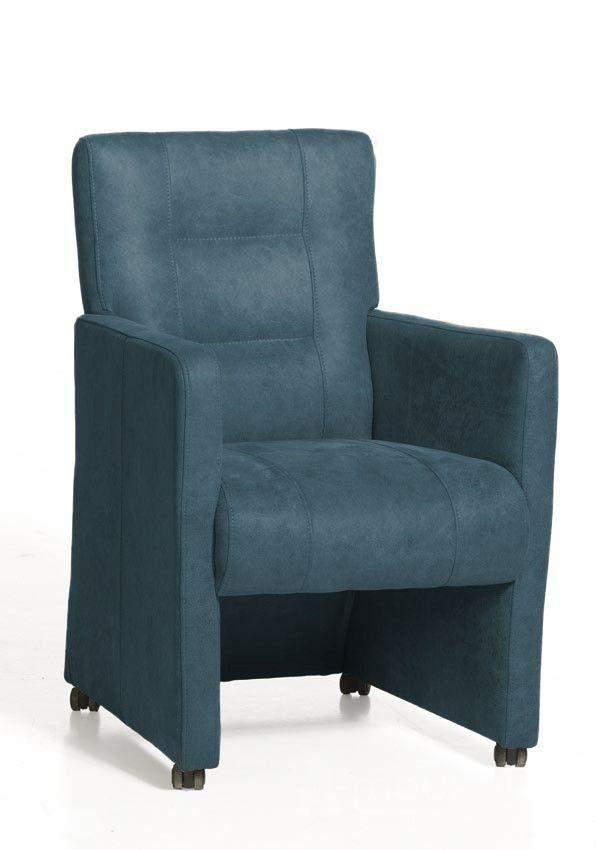 Eetkamerstoel Donna met wieltjes - eetkamerstoelen - Blauw, Huis en Inrichting, Stoelen, Blauw, Nieuw, Stof