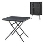 Klaptafel Mark tuintafel 78x78x74 cm vierkant rotan look zwa, Caravans en Kamperen, Verzenden, Nieuw