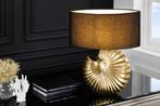 Design tafellamp SHELL 60cm goud zwart metalen stoffen kap, Huis en Inrichting, Lampen | Tafellampen, Ophalen of Verzenden, Nieuw
