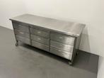 Mobiele RVS werktafel met lades | 2000x700x920mm, Ophalen of Verzenden, Nieuw in verpakking, RVS Meubilair
