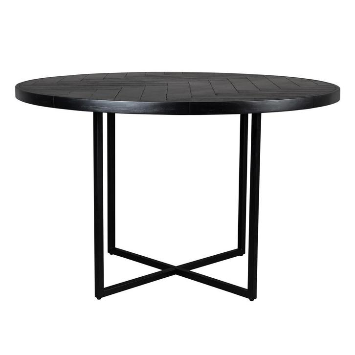 *WOONWINKEL* Ronde Eettafel Visgraat Zwart, Huis en Inrichting, Tafels | Eettafels, Nieuw, Verzenden