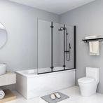 vidaXL Douchewand inklapbaar 3 panelen 130x138 cm ESG zwart, Doe-het-zelf en Verbouw, Sanitair, Verzenden, Nieuw