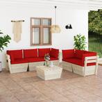 vidaXL 6-delige Loungeset met kussens pallet vurenhout, Tuin en Terras, Tuinsets en Loungesets, Verzenden, Nieuw, Hout, Loungeset