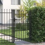 vidaXL Poort met gebogen bovenkant enkel 1x1,5 m staal zwart, Verzenden, Nieuw
