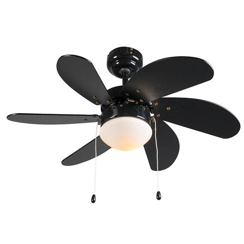 Plafondventilator zwart met hout print 80cm met, Huis en Inrichting, Lampen | Plafondlampen, Nieuw, Overige materialen