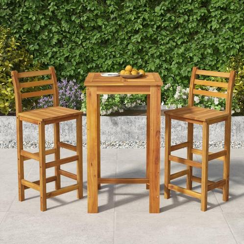 vidaXL 3-delige Tuinbarset massief acaciahout, Tuin en Terras, Tuinsets en Loungesets, Nieuw, 2 zitplaatsen, Hardhout, Verzenden