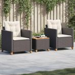 vidaXL 3-delige Bistroset met kussens poly rattan en, Tuin en Terras, Tuinsets en Loungesets, Verzenden, Nieuw, Rotan