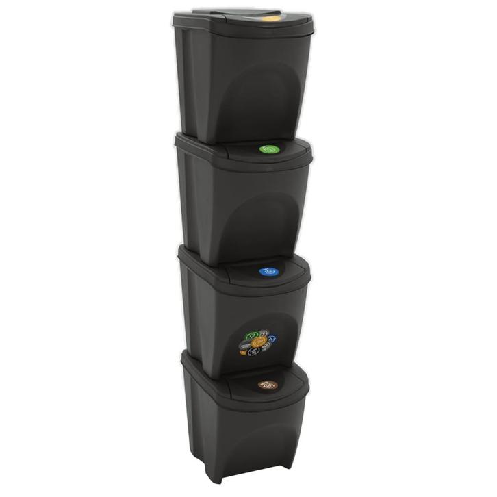 vidaXL Vuilnisbakken 4 st stapelbaar 100 L polypropeen grijs, Huis en Inrichting, Woonaccessoires | Prullenbakken, Nieuw, Verzenden
