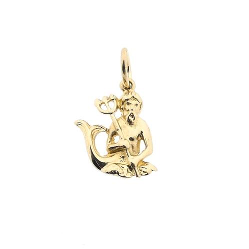 Gouden hanger; Neptunus (sieraad, kettinghanger) (sieraad), Sieraden, Tassen en Uiterlijk, Bedels, Gebruikt, Overige merken, Goud