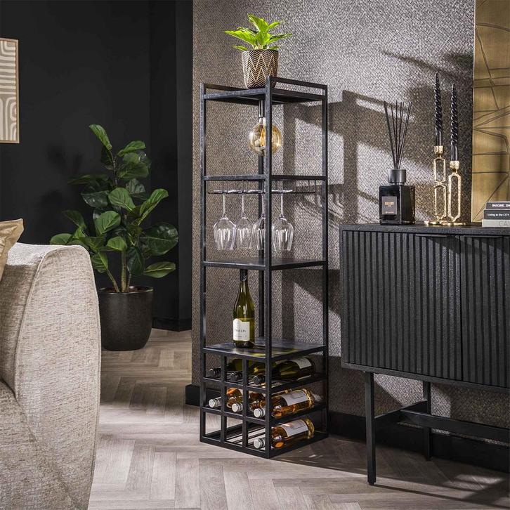 *WOONWINKEL* Metalen Wijnrek Met Lamp, Huis en Inrichting, Woonaccessoires | Wijnrekken, Nieuw, Verzenden