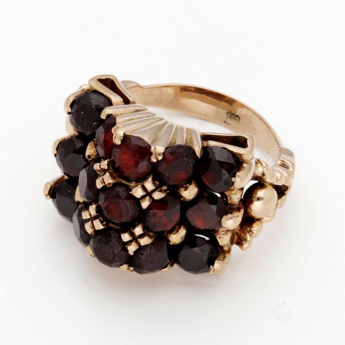 Ring - 14 karaat Geel goud Granaat, Sieraden, Tassen en Uiterlijk, Ringen