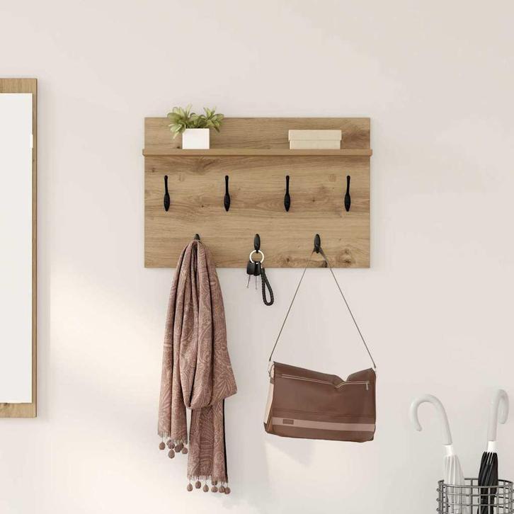 vidaXL Wandgemonteerde kapstok artisanaal eikenkleurig 60 x, Huis en Inrichting, Woonaccessoires | Wandplanken en Boekenplanken