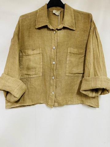 Linnen korte vest - lange mouwen - zakken - kraag - kleur beschikbaar voor biedingen