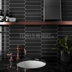 Wandtegel arrow black zwart 5x25 wandtegel tegeloutlet, Doe-het-zelf en Verbouw, Tegels, Nieuw, Ophalen of Verzenden, 10 m² of meer