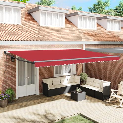 vidaXL Automatische Inklapbare Luifel Rood 500x300 cm, Tuin en Terras, Zonneschermen, Nieuw, Verzenden