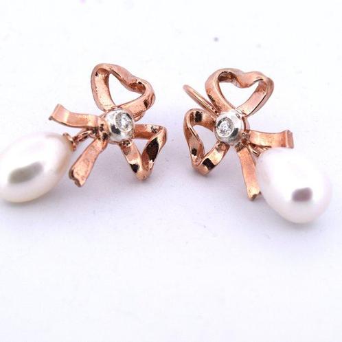 Zonder Minimumprijs - Oorbellen - 9 kt. Roségoud - 0.10ct., Sieraden, Tassen en Uiterlijk, Oorbellen