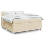 vidaXL Boxspring met matras stof crèmekleurig 200x200 cm, Huis en Inrichting, Slaapkamer | Bedden, Verzenden, Overige maten, Stof