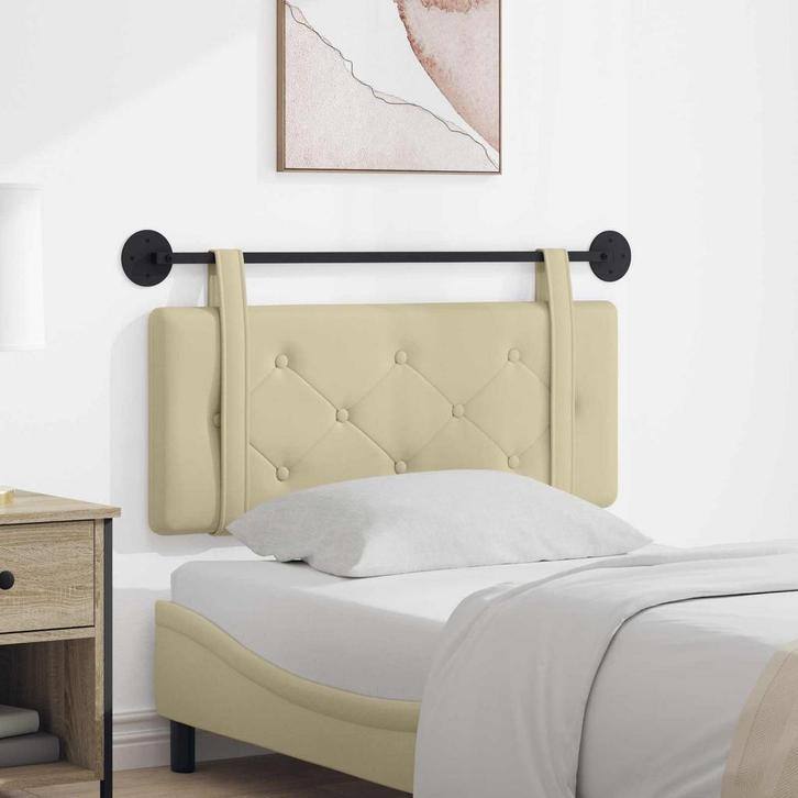 vidaXL Hangend Hoofdeinde Wandgemonteerd Crème 100 cm Nep, Huis en Inrichting, Slaapkamer | Bedden, Crème, Nieuw, Overige materialen