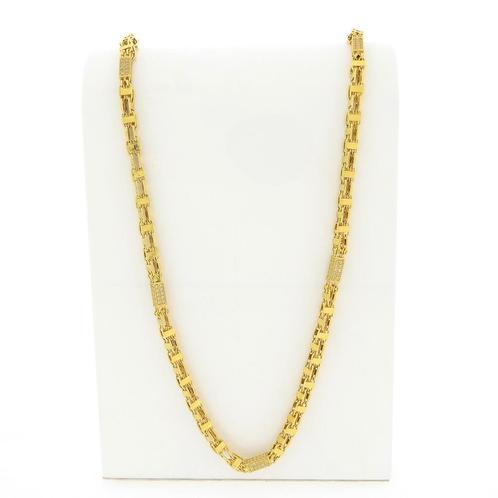 Lange gouden heren ketting met zirconia; Magnum chain | 8..., Sieraden, Tassen en Uiterlijk, Kettingen, Overige kleuren, Gebruikt