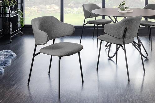 Design stoel VOGUE grijs Boucle zwart metalen poten - 43150, Huis en Inrichting, Stoelen, Ophalen of Verzenden