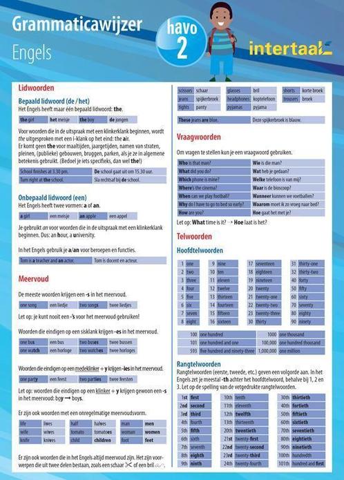 Grammaticawijzer Engels HAVO 2 uitklapkaart 9789460308833, Boeken, Schoolboeken, Gelezen, Verzenden