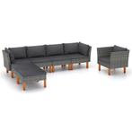 vidaXL 7-delige Loungeset poly rattan en eucalyptushout, Verzenden, Nieuw, Rotan, Loungeset