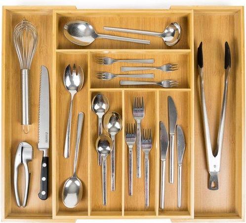 Tweedekans | Budu Uitschuifbare Bamboe Bestekbak #50 (50 cm, Huis en Inrichting, Kasten | Overige, Zo goed als nieuw, Ophalen of Verzenden