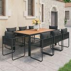 vidaXL 9-delige Tuinset PVC-rattan zwart en bruin, Tuin en Terras, Tuinsets en Loungesets, Kunststof, Verzenden, Nieuw, 8 zitplaatsen
