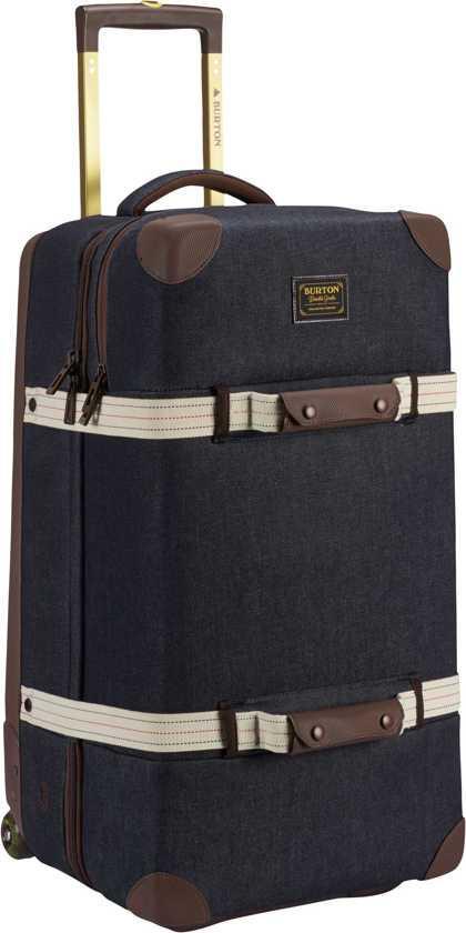 Burton Wheelie dbl deck denim reis trolley 86L, Sieraden, Tassen en Uiterlijk, Koffers, Verzenden