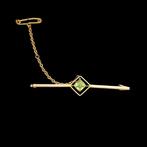 Edwardian gold and peridot bar brooch in original box -