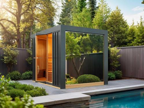 Neptune buitensauna | Knotty Red Cedar sauna | Panorama raam, Sport en Fitness, Sauna, Fins of Traditioneel, Complete sauna, Nieuw