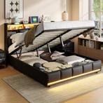 Gestoffeerd Boxspringbed met LED, USB Oplaadpoort en Lift, Verzenden, Nieuw
